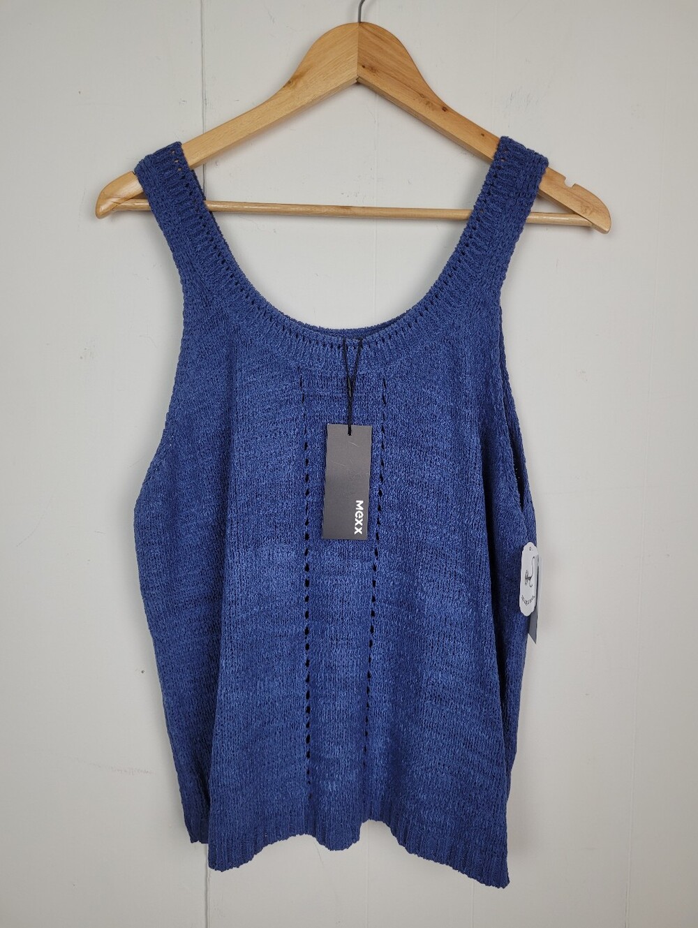Mexx Large Blue Crochet Knit Tank Top
